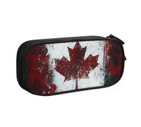QGGHNISD Trousse à crayons avec motif drapeau du Canada, grande capacité double couche avec séparation, sac à papeterie, fermeture éclair, joli sac à cosmétiques imprimé pour l'école, le bureau, les