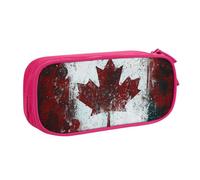 QGGHNISD Trousse à crayons avec motif drapeau du Canada, grande capacité double couche avec séparation, sac à papeterie, fermeture éclair, joli sac à cosmétiques imprimé pour l'école, le bureau, les