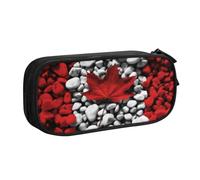 QGGHNISD Trousse à crayons avec motif drapeau du Canada, grande capacité, double couche avec séparation, fermeture éclair, jolie trousse de maquillage imprimée pour l'école, le bureau, les voyages