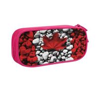 QGGHNISD Trousse à crayons avec motif drapeau du Canada, grande capacité, double couche avec séparation, fermeture éclair, jolie trousse de maquillage imprimée pour l'école, le bureau, les voyages