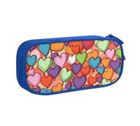 QGGHNISD Trousse à crayons colorée à motif de cœur, grande capacité, double couche avec séparation, sac de papeterie à fermeture éclair, joli sac à cosmétiques imprimé pour l'école, le bureau, les