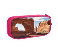 QGGHNISD Trousse à crayons d'entrée du parc national Arches, grande capacité, double couche avec séparation, sac de papeterie, fermeture éclair, joli sac à cosmétiques imprimé pour l'école, le bureau