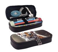 QGGHNISD Trousse à crayons en cuir avec motif de tigre mignon - Grande capacité - Durable - Pour étudiants - Convient pour la papeterie, les cosmétiques, les petits articles, Tigre mignon., Taille