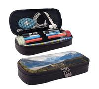 QGGHNISD Trousse à crayons en cuir Labrador Retriever - Grande capacité - Durable - Pour étudiants - Convient pour la papeterie, les cosmétiques, les petits articles, Paysage de montagne., Taille