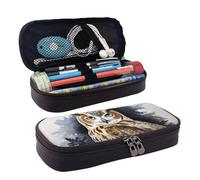 QGGHNISD Trousse à crayons en cuir Phoenix Fire and Water - Grande capacité - Durable - Pour étudiants - Convient pour la papeterie, les cosmétiques, les petits articles, chouette, Taille unique