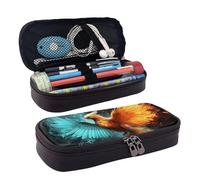QGGHNISD Trousse à crayons en cuir Phoenix Fire and Water - Grande capacité - Durable - Pour étudiants - Convient pour la papeterie, les cosmétiques, les petits articles, Feu et eau phénix, Taille