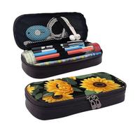 QGGHNISD Trousse à crayons en cuir Phoenix Fire and Water - Grande capacité - Durable - Pour étudiants - Convient pour la papeterie, les cosmétiques, les petits articles, Motif tournesol, Taille