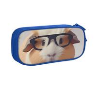 QGGHNISD Trousse à crayons en forme de cochon d'Inde, grande capacité, double couche avec séparation, fermeture éclair, jolie trousse de maquillage imprimée pour l'école, le bureau, les voyages, bleu