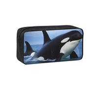 QGGHNISD Trousse à crayons grande capacité en tissu Oxford avec fermeture éclair - Motif famille de dauphins, Baleine tueuse., Taille unique, Trousse de beauté