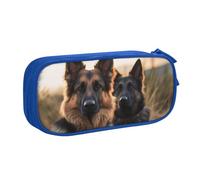 QGGHNISD Trousse à crayons motif berger allemand, grande capacité, double couche avec séparation, fermeture éclair, jolie trousse de maquillage imprimée pour l'école, le bureau, les voyages, bleu
