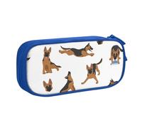 QGGHNISD Trousse à crayons motif berger allemand, grande capacité, double couche avec séparation, sac de papeterie, fermeture éclair, joli sac à cosmétiques imprimé pour l'école, le bureau, les
