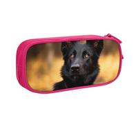 QGGHNISD Trousse à crayons motif berger allemand noir, grande capacité, double couche avec séparation, sac de papeterie, fermeture éclair, joli sac à cosmétiques imprimé pour l'école, le bureau, les