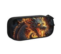 QGGHNISD Trousse à crayons motif dragon chinois, grande capacité, double couche avec séparation, fermeture éclair, jolie trousse à maquillage imprimée pour l'école, le bureau, les voyages, Noir