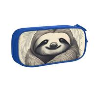 QGGHNISD Trousse à crayons motif paresseux mon esprit, grande capacité, double couche avec séparation, fermeture éclair, jolie trousse à maquillage imprimée pour l'école, le bureau, les voyages, bleu