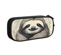 QGGHNISD Trousse à crayons motif paresseux mon esprit, grande capacité, double couche avec séparation, fermeture éclair, jolie trousse à maquillage imprimée pour l'école, le bureau, les voyages, Noir