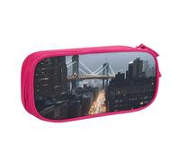 QGGHNISD Trousse à crayons New York City, grande capacité, double couche avec séparation, sac de papeterie à fermeture éclair, joli sac à cosmétiques imprimé pour l'école, le bureau, les voyages, rose