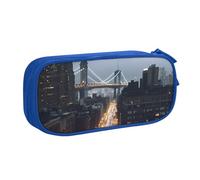 QGGHNISD Trousse à crayons New York City, grande capacité, double couche avec séparation, sac de papeterie à fermeture éclair, joli sac à cosmétiques imprimé pour l'école, le bureau, les voyages, bleu