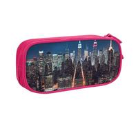 QGGHNISD Trousse à crayons New York City Night - Grande capacité - Double couche avec séparateur - Fermeture éclair - Joli sac à cosmétiques imprimé pour l'école, le bureau, les voyages, rose, Taille