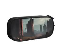 QGGHNISD Trousse à crayons Ruins, grande capacité double couche avec séparation, sac de papeterie à fermeture éclair, joli sac à cosmétiques imprimé pour l'école, le bureau, les voyages, Noir , Taille