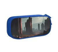 QGGHNISD Trousse à crayons Ruins, grande capacité double couche avec séparation, sac de papeterie à fermeture éclair, joli sac à cosmétiques imprimé pour l'école, le bureau, les voyages, bleu, Taille