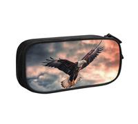 QGGHNISD Trousse à crayons « The Eagle Flies Bravely in The Sky » - Grande capacité - Double couche - Avec séparateur - Fermeture éclair - Jolie trousse de maquillage imprimée pour l'école, le bureau