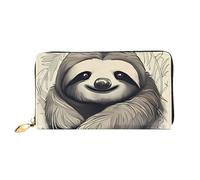QGGHNISD Two Lions Portefeuille long en cuir pour femme avec fermeture éclair, fentes pour cartes, poche pour espèces, pochette, Paresseux Mon Spirit., Taille unique