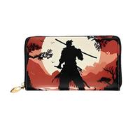 QGGHNISD Two Lions Portefeuille long en cuir pour femme avec fermeture éclair, fentes pour cartes, poche pour espèces, pochette, Samourai, Taille unique