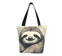 QGGHNISD Two Lions Sac fourre-tout décontracté pour femme, sac à main en polyester de grande capacité, sac à main pour voyage, plage, shopping, Paresseux Mon Spirit., Taille unique