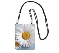 QGGHNISD White Daisy Sac à bandoulière pour téléphone portable résistant à l'eau, grande capacité avec sangle réglable, sac à bandoulière compact en polyester, Noir , Taille unique