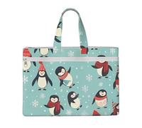 QGGHNISD Zen Stone Sac fourre-tout en toile avec fermeture éclair pour ranger vos documents, Pingouins de Noël d'hiver, Taille unique