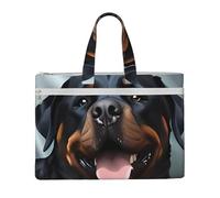 QGGHNISD Zen Stone Sac fourre-tout en toile avec fermeture éclair pour ranger vos documents, Rottweiler Tête de langue pour chien, Taille unique