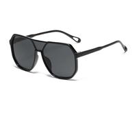 QGGNMGT Lunettes de soleil à monture plastique pour femmes, double pont, une pièce, tendance pour hommes et femmes, idéales pour les sports de plein air (noir-noir)