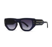 QGGNMGT Lunettes de soleil femme mode, lunettes à rivets, protection UV400 (bleu gris)