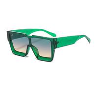 QGGNMGT Lunettes de soleil monobloc surdimensionnées, montures tendance, lunettes pour hommes et femmes, protection UV400 (C7 Vert-Vert-Marron)