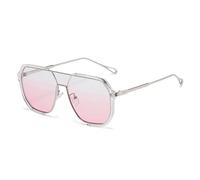 QGGNMGT Lunettes de soleil monobloc uniques pour femmes, monture en métal, luxe pour hommes, protection UV400, style punk (transparent-bleu-rose).