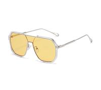 QGGNMGT Lunettes de soleil monobloc uniques pour femmes, monture en métal, luxe pour hommes, protection UV400, style punk (transparent-jaune)