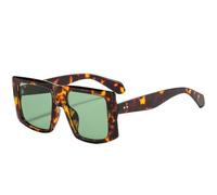 QGGNMGT Lunettes de soleil oversize punk pour femmes, style vintage homme, protection UV400 (vert fleuri), idéales pour la conduite et les voyages.