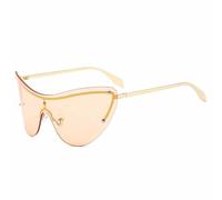 QGGNMGT Lunettes de soleil punk œil de chat monobloc surdimensionnées sans monture, style punk, pour hommes et femmes, en métal de luxe, idéales pour les voyages et les activités de plein air (UV400