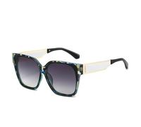 QGGNMGT Lunettes de soleil rétro à dégradé de couleurs bonbon pour femmes, monture contrastée de qualité pour hommes, protection UV400 tendance (fleurs bleues).