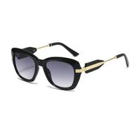 QGGNMGT Lunettes de soleil rétro œil de chat, dégradé léopard, monture épaisse, tendance et polyvalente, protection UV400 (noir gris)