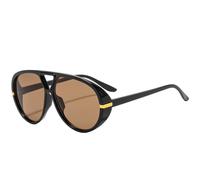 QGGNMGT Lunettes de soleil rétro surdimensionnées à double pont pour femmes et hommes, style punk, protection UV400 pour les sports de plein air et la conduite (noir thé)