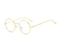 QGGNMGT Lunettes de soleil rondes classiques pour hommes et femmes, monture en métal, protection UV400, lunettes de mode unisexes (dorées et transparentes)