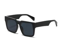 QGGNMGT Lunettes de soleil surdimensionnées pour femmes et hommes, style punk féminin populaire, protection UV400 (noir-noir)