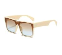 QGGNMGT Lunettes de soleil surdimensionnées pour femmes et hommes, style punk féminin populaire, protection UV400 (beige-marron-bleu)