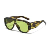 QGGNMGT Lunettes de soleil surdimensionnées pour femmes, style rétro, une pièce, rouge et vert, verres dégradés UV400 (motif vert)