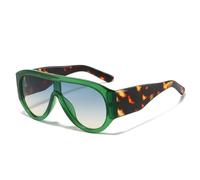 QGGNMGT Lunettes de soleil surdimensionnées tendance pour femmes, style rétro, une pièce, rouge et vert, UV400, dégradé (thé vert et bleu)
