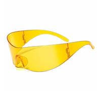 QGGNMGT Lunettes de soleil tendance oversize punk sans monture, monobloc, pour femmes et hommes, style hip-hop, protection UV400 pour les sports de plein air (jaune).
