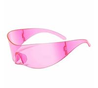 QGGNMGT Lunettes de soleil tendance oversize punk sans monture, monobloc, pour femmes et hommes, style hip-hop, protection UV400 pour les sports de plein air (rose).