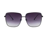 QGGNMGT Lunettes de soleil tendance pour femmes, montures en alliage, style rétro, verres cristal vert (noir-gris)