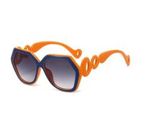 QGGNMGT Lunettes de soleil tendance rétro dégradées pour femmes, monture irrégulière contrastée et polyvalente pour hommes (bleu orange)